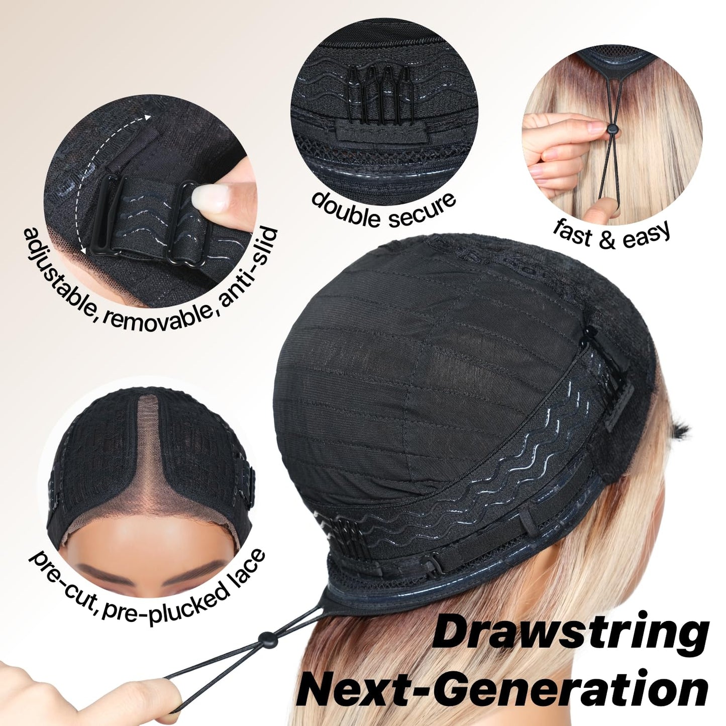 ✨ 3-Second Glueless Wig – Pre-Cut, Pre-Plucked, Long Straight Highlights