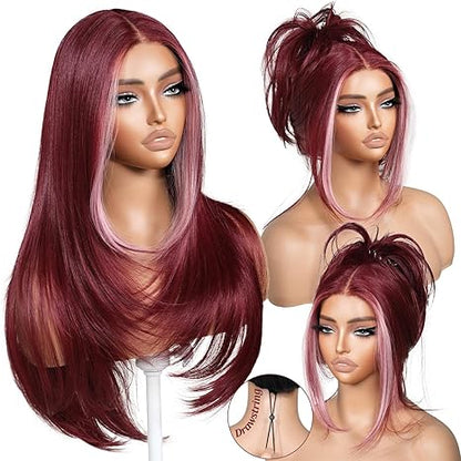 ✨ 3-Second Glueless Wig – Pre-Cut, Pre-Plucked, Long Straight Highlights