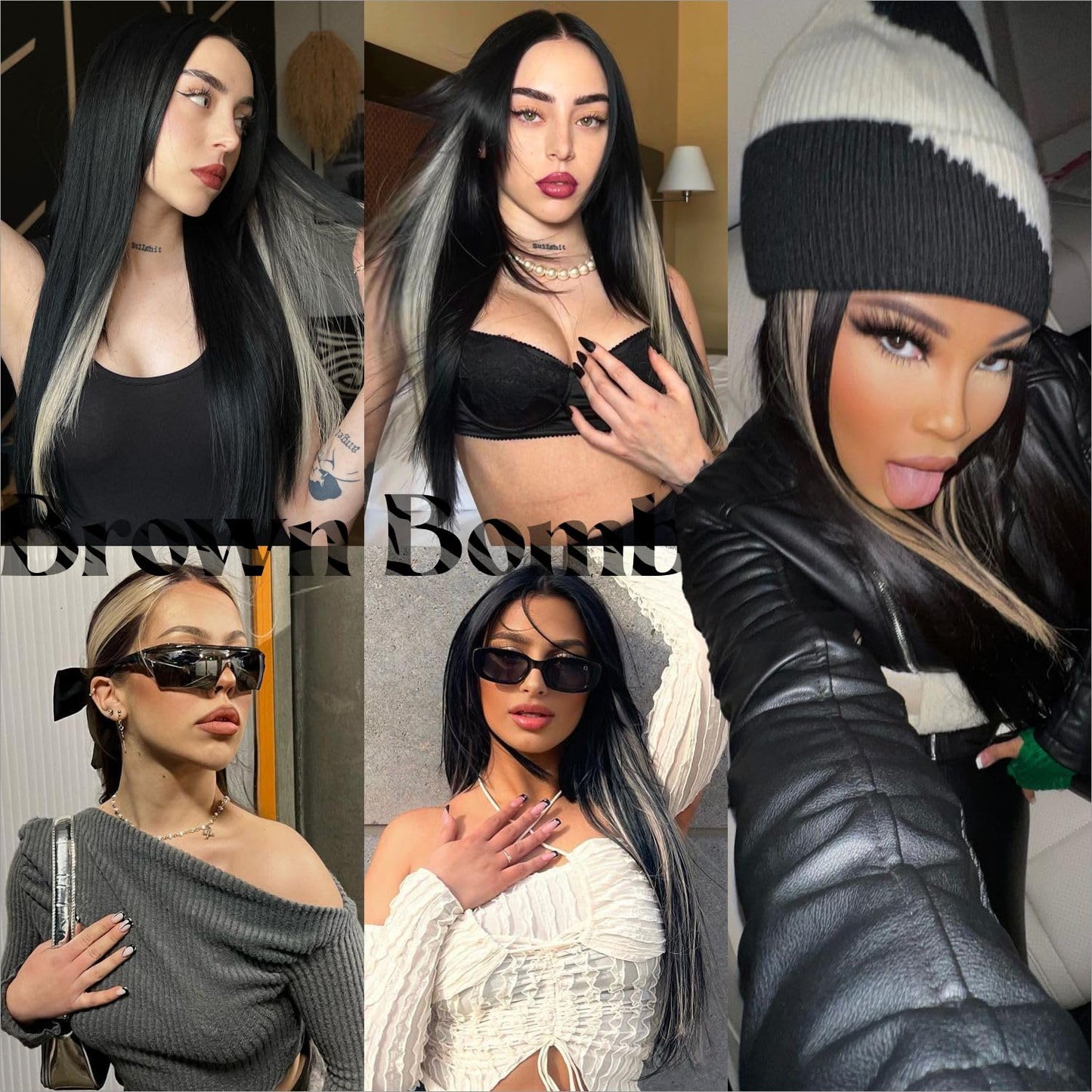 ✨ 3-Second Glueless Wig – Pre-Cut, Pre-Plucked, Long Straight Highlights
