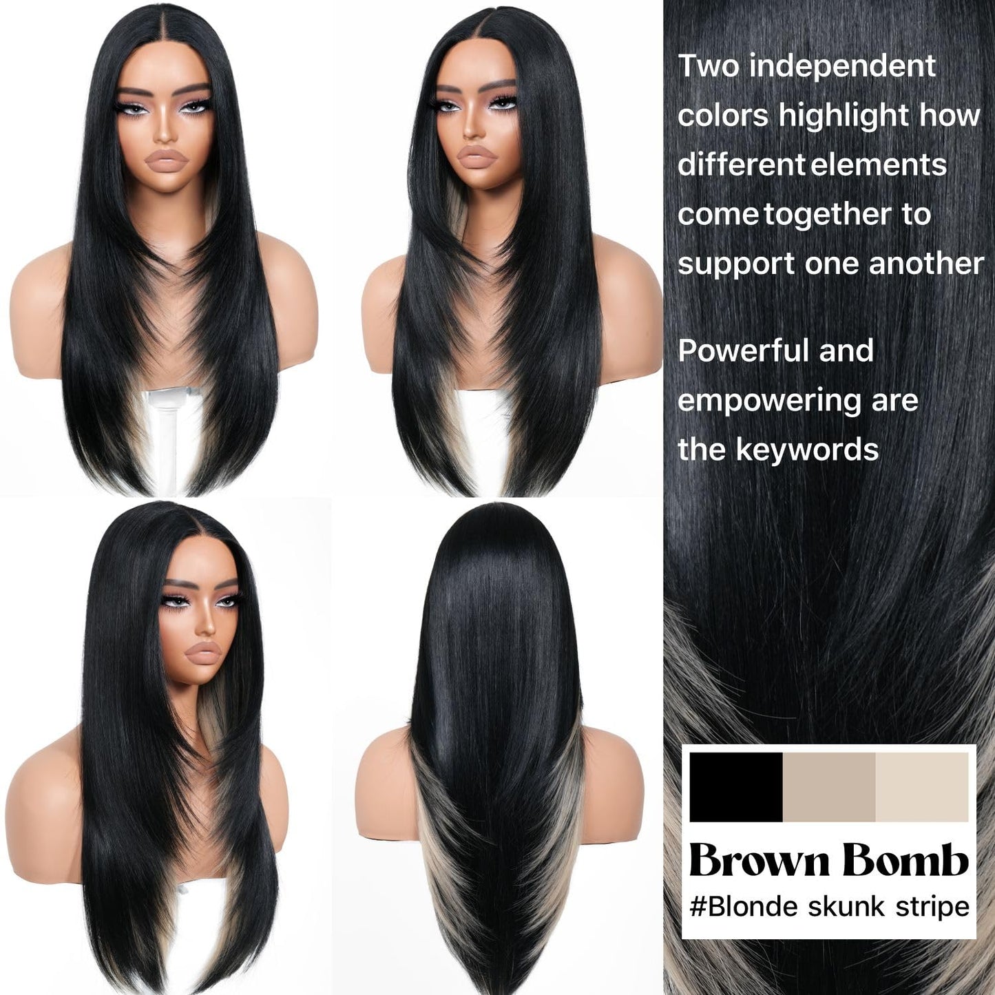 ✨ 3-Second Glueless Wig – Pre-Cut, Pre-Plucked, Long Straight Highlights