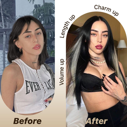 ✨ 3-Second Glueless Wig – Pre-Cut, Pre-Plucked, Long Straight Highlights